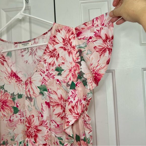 Andree by Unit Pink Floral Ruffle Sleeve Babydoll Dress Size 2X - Picture 4 of 16